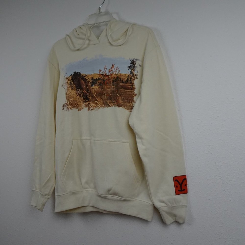 Yellowstone Hoodie Sweatshirt Women's Size S Ivory Dutton Ranch Horse Western - Picture 3 of 7